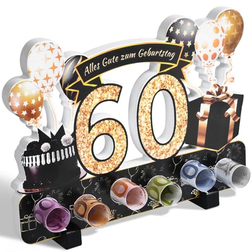 Yibat Geldgeschenke Verpackung zum 60 Geburtstag Mann Frau Geldgeschenke, 60 Geburtstag Mann Frau Aus Holz Deko, für Geburtstag Geschenk, Tischdeko Geburtstag Verwendet Werden von Yibat