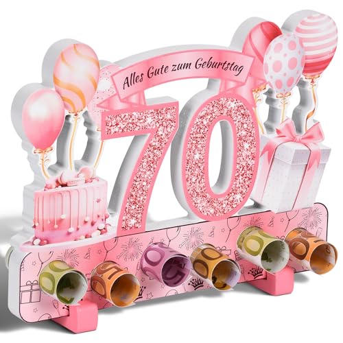Yibat Geschenk 70. Geburtstag Frau, Deko 70 Geburtstag Frau, 70 Geburtstag Deko Roségold Deko, Geldgeschenke Alles Gute zum 70 Geburtstag, Geldgeschenke Verpackung,Geschenk 70 Geburtstag Grau von Yibat