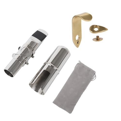 Yibuy Silbernes Alt-E-Saxophon-Mundstück 6# Klemmkappe mit Daumenhakenablage-Set Yibuy Silbernes Alt-E-Saxophon-Mundstück 6# Klemmkappe mit Daumenhakenablage-Set von Yibuy