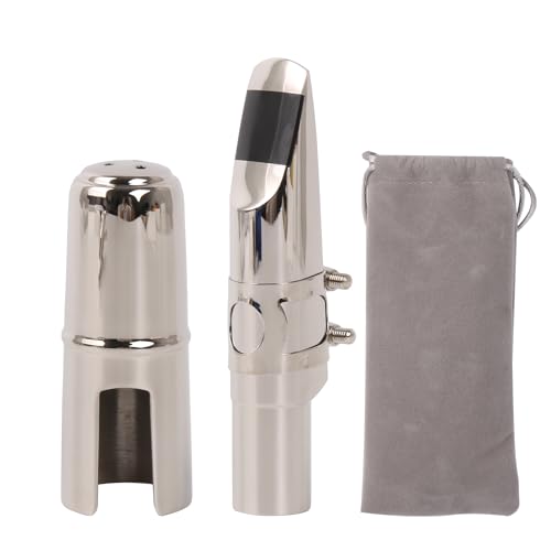 Yibuy Tenor B Flat Saxophon Mundstück 7# Klemmkappe Kit Silber für Jazz Pop Musik von Yibuy