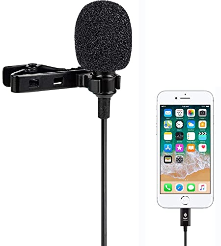 Yichuang Lavalier Mikrofon für iPhone, Omnidirektionales Kondensator Lapel Mic Kompatibel mit iPhone X/XS/XR/SE/12/11/8, YouTube TikTok Video Interview(1.5M) von Yichuang