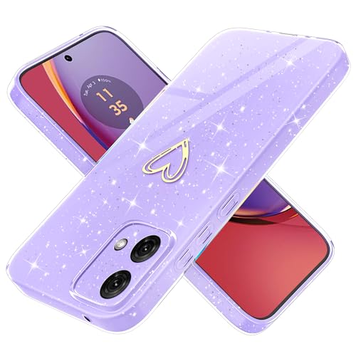 Yichxu Handyhülle für Motorola Moto G84 Hülle Glitzer Herz Love Silikon TPU Stoßfeste Schutz Bumper Case Cover Glänzend Ultra Dünn Kratzfeste Schutzhülle für Moto G84, Lila von Yichxu