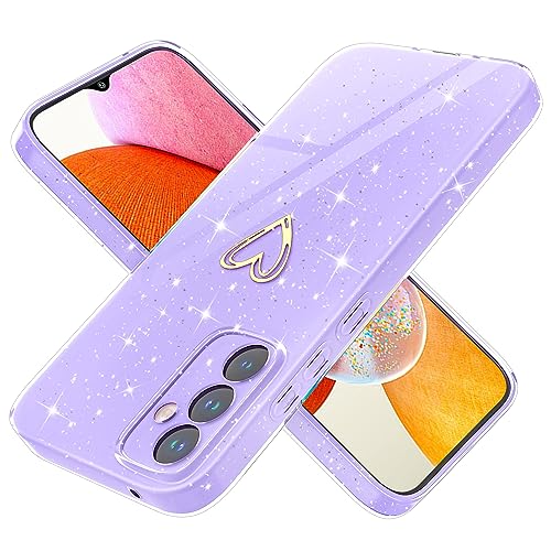 Yichxu Handyhülle für Samsung Galaxy A14 5G Hülle Glitzer Herz Love Silikon TPU Stoßfeste Schutz Bumper Case Cover Glänzend Ultra Dünn Kratzfeste Schutzhülle für Samsung Galaxy A14 4G / 5G, Lila von Yichxu