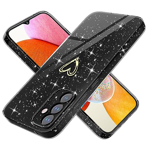 Yichxu Handyhülle für Samsung Galaxy A14 5G Hülle Glitzer Herz Love Silikon TPU Stoßfeste Schutz Bumper Case Cover Glänzend Ultra Dünn Kratzfeste Schutzhülle für Samsung Galaxy A14 4G / 5G, Schwarz von Yichxu