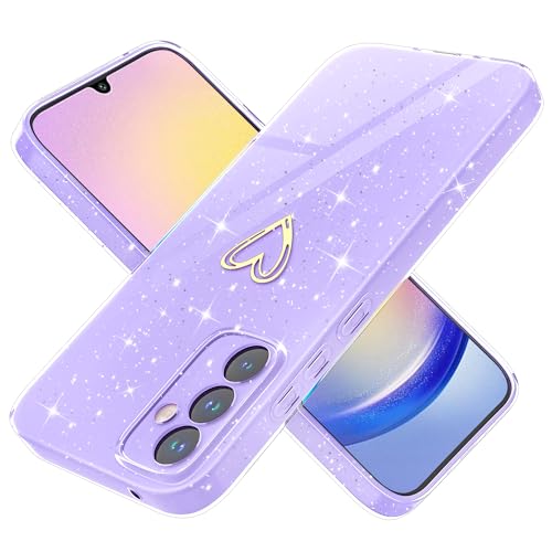 Yichxu Handyhülle für Samsung Galaxy A25 5G Hülle Glitzer Herz Love Silikon TPU Stoßfeste Schutz Bumper Case Cover Glänzend Ultra Dünn Kratzfeste Schutzhülle für Samsung A25 5G, Lila von Yichxu