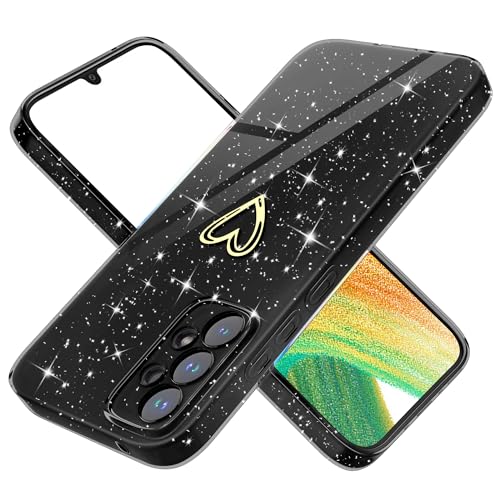 Yichxu Handyhülle für Samsung Galaxy A33 5G Hülle Glitzer Herz Love Silikon TPU Stoßfeste Schutz Bumper Case Cover Glänzend Ultra Dünn Kratzfeste Schutzhülle für Samsung Galaxy A33 5G, Schwarz von Yichxu