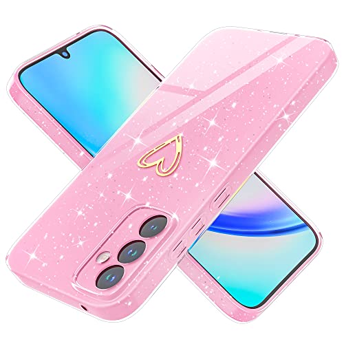 Yichxu Handyhülle für Samsung Galaxy A34 5G Hülle Glitzer Herz Love Silikon TPU Stoßfeste Schutz Bumper Case Cover Glänzend Ultra Dünn Kratzfeste Schutzhülle für Samsung A34 5G, Rosa von Yichxu