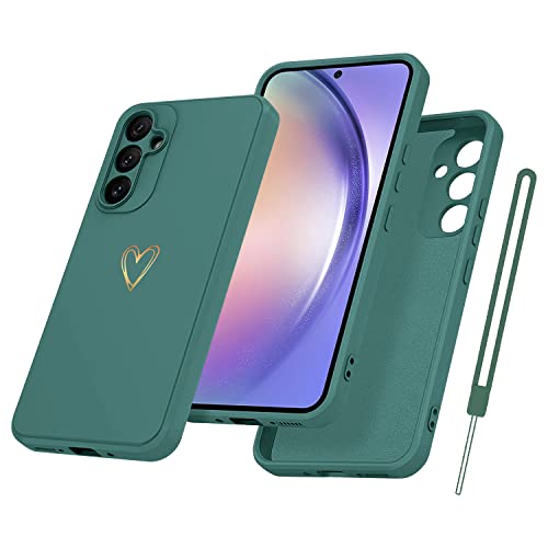 Yichxu Handyhülle für Samsung Galaxy A54 5G Hülle mit Band Kette Herz Love Silikon Weich TPU Stoßfeste Schutz Bumper Case Ultra Dünn Kratzfeste Schutzhülle für Samsung A54 5G, Grün von Yichxu