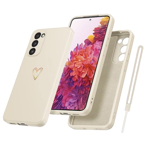 Yichxu Handyhülle für Samsung Galaxy S20 FE 5G Hülle mit Band Kette Herz Love Silikon Weich TPU Stoßfeste Schutz Bumper Case Ultra Dünn Kratzfeste Schutzhülle für Samsung S20 FE 4G / 5G, Beige von Yichxu