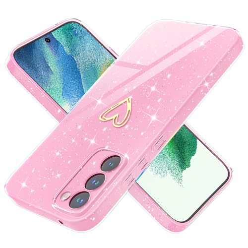 Yichxu Handyhülle für Samsung Galaxy S21 FE 5G Hülle Glitzer Herz Love Silikon TPU Stoßfeste Schutz Bumper Case Cover Glänzend Ultra Dünn Kratzfeste Schutzhülle für Samsung S21 FE 5G, Rosa von Yichxu