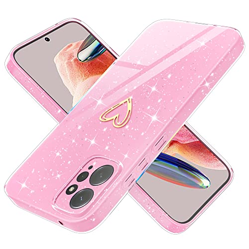 Yichxu Handyhülle für Xiaomi Redmi Note 12 4G Hülle Glitzer Herz Love Silikon TPU Stoßfeste Schutz Bumper Case Cover Glänzend Ultra Dünn Kratzfeste Schutzhülle für Redmi Note 12 4G, Rosa von Yichxu