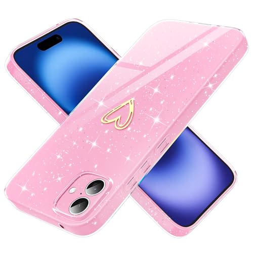 Yichxu Handyhülle für iPhone 16 Hülle Glitzer Gold Herz Love Silikon TPU Stoßfeste Schutz Bumper Case Cover Glänzend Ultra Dünn Kratzfeste Schutzhülle für iPhone 16 6,1 Zoll, Rosa Yichxu Handyhülle für iPhone 16 Hülle Glitzer Gold Herz Love Silikon TPU Stoßfeste Schutz Bumper Case Cover Glänzend Ultra Dünn Kratzfeste Schutzhülle für iPhone 16 6,1 Zoll, Rosa von Yichxu