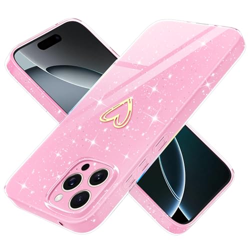 Yichxu Handyhülle für iPhone 16 Pro Hülle Glitzer Gold Herz Love Silikon TPU Stoßfeste Schutz Bumper Case Cover Glänzend Ultra Dünn Kratzfeste Schutzhülle für iPhone 16 Pro 6,3 Zoll, Rosa Yichxu Handyhülle für iPhone 16 Pro Hülle Glitzer Gold Herz Love Silikon TPU Stoßfeste Schutz Bumper Case Cover Glänzend Ultra Dünn Kratzfeste Schutzhülle für iPhone 16 Pro 6,3 Zoll, Rosa von Yichxu