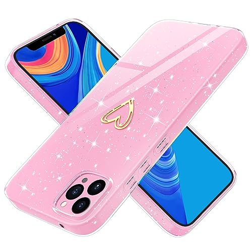 Yichxu Handyhülle für iPhone 11 Pro Hülle Glitzer Gold Herz Love Silikon TPU Stoßfeste Schutz Bumper Case Cover Glänzend Ultra Dünn Kratzfeste Schutzhülle für iPhone 11 Pro 5,8 Zoll, Rosa von Yichxu