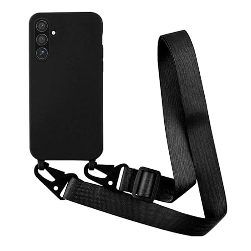 Yichxu Handykette Hülle für Samsung Galaxy A05s 5G mit Band, TPU Silikon Handyhülle mit Kordel Lanyard, Schutzhülle mit Kette Stoßfest Nylon Schultergurt Necklace Handy Hülle für Samsung A05s, Schwarz von Yichxu