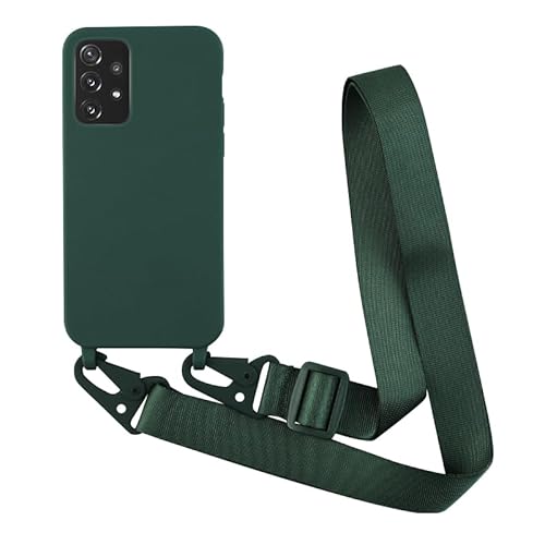 Yichxu Handykette Hülle für Samsung Galaxy A52S 5G mit Band, Silikon Handyhülle mit Kordel Lanyard, Schutzhülle mit Kette Stoßfest Nylon Schultergurt Necklace Handy Hülle für Samsung A52 4G/5G Grün von Yichxu