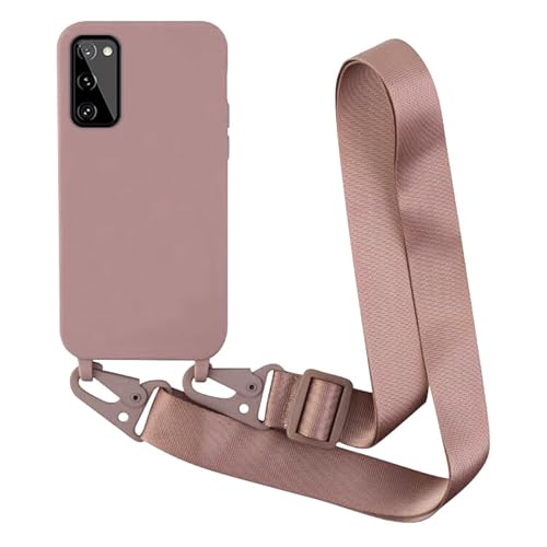 Yichxu Handykette Hülle für Samsung Galaxy S20 FE mit Band, Silikon Handyhülle mit Kordel Lanyard, Schutzhülle mit Kette Stoßfest Nylon Schultergurt Necklace Handy Hülle für Samsung S20 FE 4G/5G Rosa von Yichxu