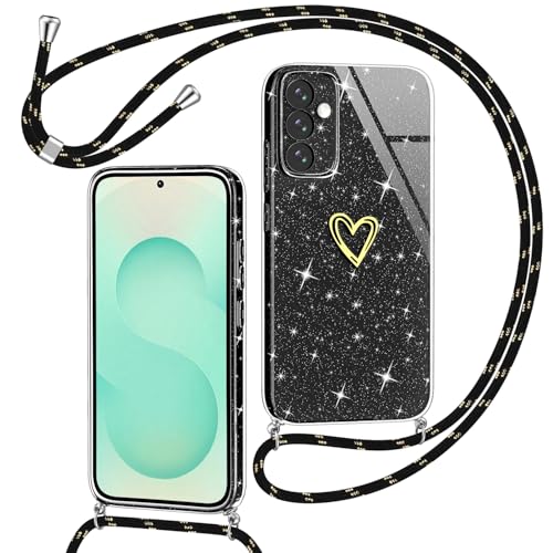 Yichxu Handykette für Samsung Galaxy S25 Plus Hülle mit Band, Glitzer Herz Silikon Handyhülle Kordel zum Umhängen, Schutzhülle mit Kette Stoßfest Necklace Handy Hülle für Samsung S25 Plus 5G Schwarz Yichxu Handykette für Samsung Galaxy S25 Plus Hülle mit Band, Glitzer Herz Silikon Handyhülle Kordel zum Umhängen, Schutzhülle mit Kette Stoßfest Necklace Handy Hülle für Samsung S25 Plus 5G Schwarz von Yichxu