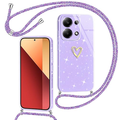 Yichxu Handykette für Xiaomi Redmi Note 13 Pro 4G/ Poco M6 Pro 4G Hülle mit Band, Glitzer Herz Silikon Handyhülle Kordel, Schutzhülle mit Kette Handy Necklace Hülle für Redmi Note 13 Pro 4G, Lila Yichxu Handykette für Xiaomi Redmi Note 13 Pro 4G/ Poco M6 Pro 4G Hülle mit Band, Glitzer Herz Silikon Handyhülle Kordel, Schutzhülle mit Kette Handy Necklace Hülle für Redmi Note 13 Pro 4G, Lila von Yichxu