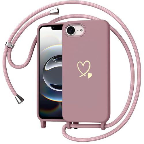 Yichxu Handykette für iPhone 16e Hülle mit Band, Herz Design Necklace Handyhülle zum Umhängen Kordel, Stoßfest Schutzhülle mit Kette, Weich TPU Liquid Silikon Case für iPhone 16e, Rosa Yichxu Handykette für iPhone 16e Hülle mit Band, Herz Design Necklace Handyhülle zum Umhängen Kordel, Stoßfest Schutzhülle mit Kette, Weich TPU Liquid Silikon Case für iPhone 16e, Rosa von Yichxu