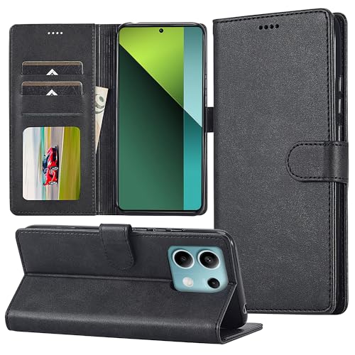 Yichxu Hülle für Xiaomi Redmi Note 13 Pro 5G Handyhülle Premium PU Leder Wallet Klapphülle Kartenfach Ständer Handytasche 360 Grde Stoßfest Lederhüllen Flip Case Cover für Redmi Note 13 Pro 5G Schwarz von Yichxu