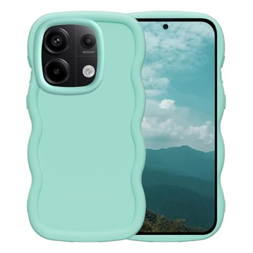 Yichxu für Xiaomi Redmi Note 13 Pro 5G Hülle, Niedliche Mädchen Lockige Wellen Rahmenform Phone Case, Flexible Flüssiges Silikon Handyhülle Weiche Stoßfestes Schutzhülle für Redmi Note 13 Pro 5G, Grün von Yichxu