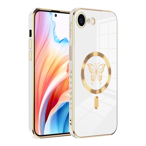 Yichxu für iPhone 16e Hülle Kompatibel mit MagSafe, Stoßfest Kratzfest Handyhülle Case mit Kameraschutz, Galvanisierung Schmetterlings Muster Magnetisch Schutzhülle für iPhone 16e, Weiß Yichxu für iPhone 16e Hülle Kompatibel mit MagSafe, Stoßfest Kratzfest Handyhülle Case mit Kameraschutz, Galvanisierung Schmetterlings Muster Magnetisch Schutzhülle für iPhone 16e, Weiß von Yichxu
