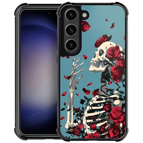 Yicomon Kompatibel mit Samsung Galaxy S23 Hülle, Grateful Dead Skelett Blumenmuster Druck Handyhülle Langlebig Mode Lustig Liquid Silikon Hülle Weiche Anti-Kratzer Stoßfest Schutzhülle von yicomon