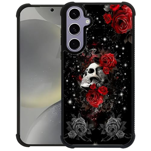 yicomon Kompatibel mit Samsung Galaxy S24 Hülle, Totenkopf rote Rose Muster Druck Handyhülle Langlebig Mode Lustig Flüssigsilikonhülle Weiche Anti-Kratzer Stoßfest Schutzhülle yicomon Kompatibel mit Samsung Galaxy S24 Hülle, Totenkopf rote Rose Muster Druck Handyhülle Langlebig Mode Lustig Flüssigsilikonhülle Weiche Anti-Kratzer Stoßfest Schutzhülle von yicomon