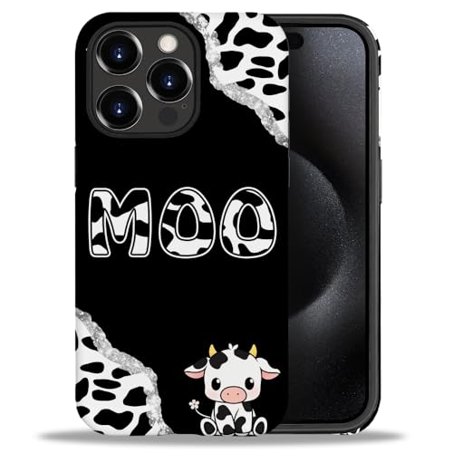yicomon Kompatibel mit iPhone 15 Pro Max Hülle, schwarz-weißes Kuhmuster, matte Handyhülle, langlebig, modisch, lustig, Flüssigsilikon, weich, kratzfest, stoßfest, Schutzhülle von yicomon