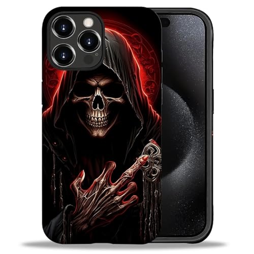 yicomon Kompatibel mit iPhone 16 Pro Hülle, Cool Red Skull Muster Print Matte Handyhülle Langlebig Mode Lustig Flüssigsilikon Hülle Weich Anti-Kratzer Stoßfest Schutzhülle yicomon Kompatibel mit iPhone 16 Pro Hülle, Cool Red Skull Muster Print Matte Handyhülle Langlebig Mode Lustig Flüssigsilikon Hülle Weich Anti-Kratzer Stoßfest Schutzhülle von yicomon