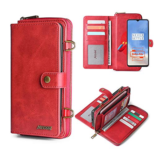 Yidai-Silu Galaxy A32 5G Wallet Case 【3 in 1 Abnehmbar Geldbeutel, Mutil-Funktion】 Magnet Hülle PU Leder Etui Flip Cover Brieftasche Geldbörse für Samsung Galaxy A32 5G 6,5" -Rot von Yidai-Silu