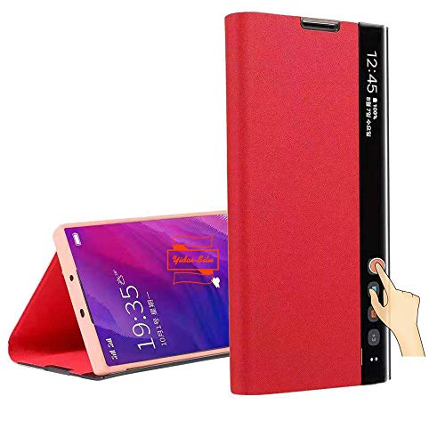 Yidai-Silu Galaxy Note 10 Klapphülle 【Smart Fenster, Schlaf-/ Weckfunktion, Standfunktion】 Flip Book Case Schutz Tasche Etui Handy Cover für Samsung Galaxy Note 10 6,3 Zoll - Rot von Yidai-Silu