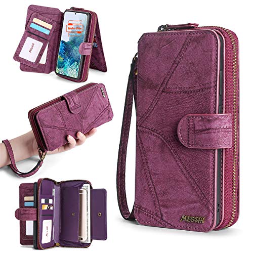 Yidai-Silu Galaxy Note 10 Leder Schutz Tasche 【2 in 1 Abnehmbar, Mutil-Funktion, Drehbar Kartenfach】 Magnet Hülle Kunstleder Flip Case Geldbeutel für Samsung Galaxy Note 10 6,3" - Weinrot von Yidai-Silu