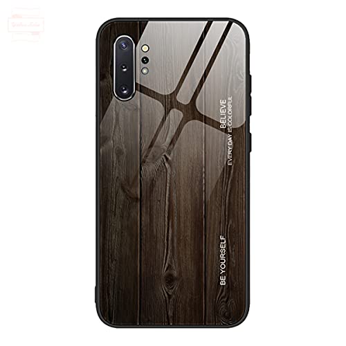 Yidai-Silu Galaxy Note 10 Plus Glas Case 【Holz Muster, 9H Hart,Kratzfest】 Back Cover Hartglas TPU Bumper Handy Hülle Phone Schale Schutz Tasche für Samsung Galaxy Note 10+ Plus 6,8" - Schwarz M01 Yidai-Silu Galaxy Note 10 Plus Glas Case 【Holz Muster, 9H Hart,Kratzfest】 Back Cover Hartglas TPU Bumper Handy Hülle Phone Schale Schutz Tasche für Samsung Galaxy Note 10+ Plus 6,8" - Schwarz M01 von Yidai-Silu