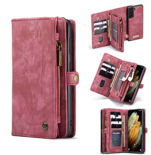 Yidai-Silu Galaxy Note 20 Handy Hülle 【Abnehmbar, Mutil-Funktion】 Wallet Case Magnet Tasche PU Leder Etui Flip Cover Geldbörse Portmonee für Samsung Galaxy Note 20 6,7" - Rot von Yidai-Silu