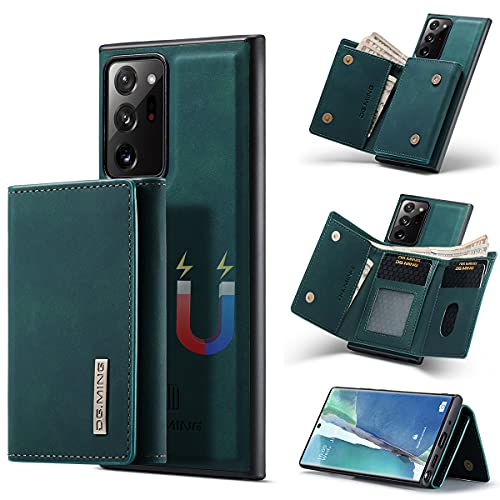 Yidai-Silu Galaxy Note 20 Ultra Leder Schutz Hülle 【2 in 1 Abnehmbar, Viele Fächer, Standfunktion】 Magnet Tasche Geldbeutel Back Case mit PU Wallet für Samsung Galaxy Note 20 Ultra 6,9" - Grün von Yidai-Silu