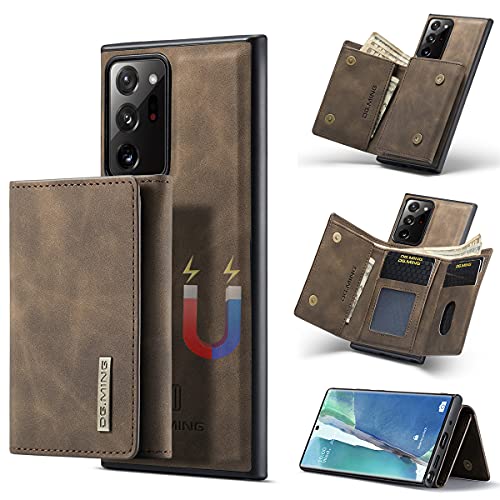 Yidai-Silu Galaxy Note 20 Ultra Leder Schutz Hülle 【2 in 1 Abnehmbar, Viele Fächer, Standfunktion】 Magnet Tasche Geldbeutel Back Case mit PU Wallet für Samsung Galaxy Note 20 Ultra 6,9" - Kaffee von Yidai-Silu