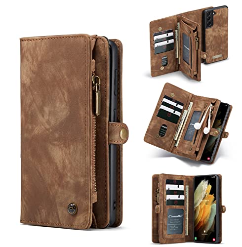 Yidai-Silu Galaxy S10 Plus Handy Hülle 【Abnehmbar, Mutil-Funktion】 Wallet Case Magnet Tasche PU Leder Etui Flip Cover Geldbörse Portmonee für Samsung Galaxy S10+ Plus 6,4" - Braun von Yidai-Silu