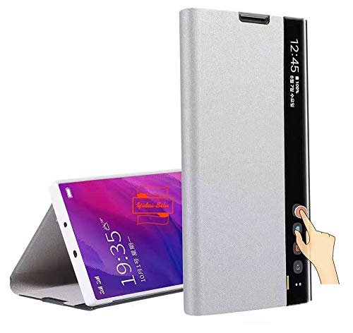 Yidai-Silu Galaxy S10 Plus Klapphülle 【Smart Fenster, Schlaf-/ Weckfunktion, Standfunktion】 Flip Book Case Schutz Tasche Etui Handy Cover für Samsung Galaxy S10+ Plus 6,4 Zoll - Silber von Yidai-Silu