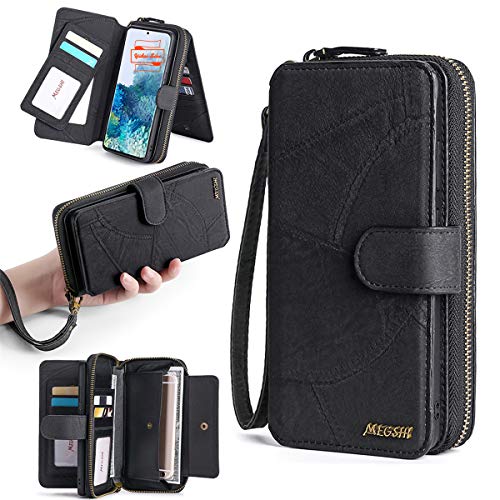 Yidai-Silu Galaxy S20 Ultra Leder Schutz Tasche 【2 in 1 Abnehmbar, Mutil-Funktion, Drehbar Kartenfach】 Magnet Hülle Kunstleder Flip Case Geldbeutel für Samsung Galaxy S20 Ultra 6,9" - Schwarz von Yidai-Silu