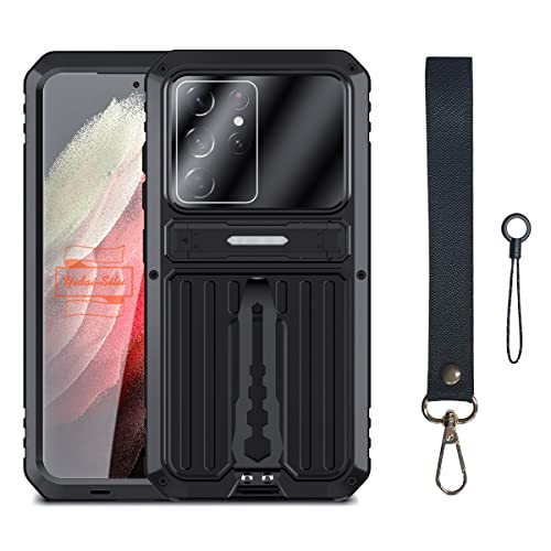 Yidai-Silu Galaxy S22 Ultra Outdoor Hülle 【Standfunktion, IP-54 Zert., Clip】 360 Rundum Cover Stoßfest Case Display Schutzglas Schale Hart Etui Handyhülle für Samsung Galaxy S22 Ultra 6,8”- Schwarz von Yidai-Silu