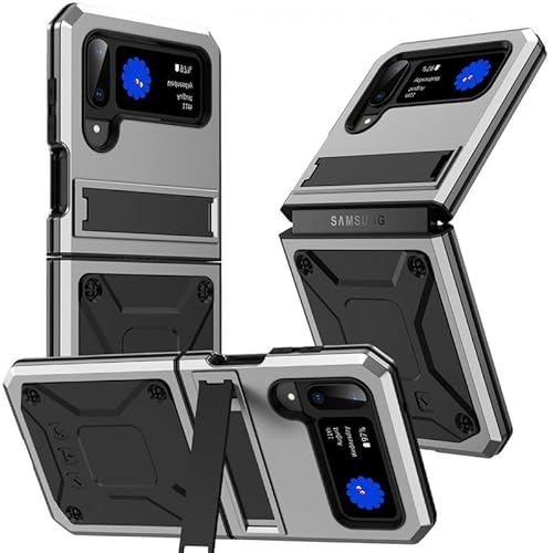 Yidai-Silu Galaxy Z Filp 4 / Flip 3 Outdoor Hülle 【MIL-STD-810G 516.6, Standfunktion, Kratzfest】 Schutz Cover Stoßfest Case Metall Schale Hart Handyhülle für Samsung Galaxy Z Filp 4 / Flip 3 - Silber Yidai-Silu Galaxy Z Filp 4 / Flip 3 Outdoor Hülle 【MIL-STD-810G 516.6, Standfunktion, Kratzfest】 Schutz Cover Stoßfest Case Metall Schale Hart Handyhülle für Samsung Galaxy Z Filp 4 / Flip 3 - Silber von Yidai-Silu