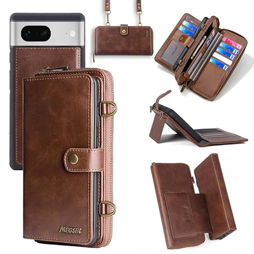 Yidai-Silu Google Pixel 6 Pro Wallet Case 【3 in 1 Abnehmbar Geldbeutel, Mutil-Funktion】 Magnet Hülle PU Leder Etui Flip Cover Brieftasche Geldbörse für Google Pixel 6 Pro 6,71" - Braun von Yidai-Silu