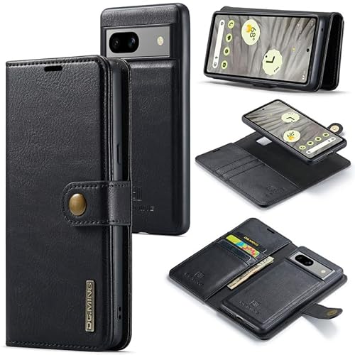 Yidai-Silu Google Pixel 7A Handy Hülle 【Abnehmbar, Mutil-Funktion, Magnetverschluss】 Wallet Case Tasche PU Leder Etui Flip Cover Geldbörse für Google Pixel 7A 6,1" - Schwarz von Yidai-Silu