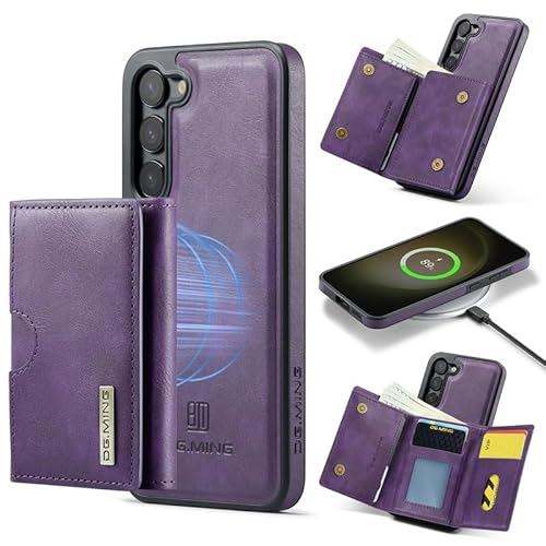 Yidai-Silu Hülle für Samsung S23+ 2-IN-1 Abnehmbar Handyhülle Magnetische Wallet Case PU Lederhülle Kabellos Laden Kartenfach RFID Schutzhülle Klapphülle für Samsung Galaxy S23+ Plus - Lila von Yidai-Silu