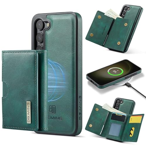 Yidai-Silu Hülle für Samsung S23 2-IN-1 Abnehmbar Handyhülle Magnetische Wallet Case PU Lederhülle Kabellos Laden Kartenfach RFID Schutzhülle Klapphülle für Samsung Galaxy S23 - Grün von Yidai-Silu