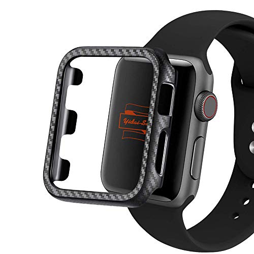 Yidai-Silu für Apple Watch 38mm Schutz Hülle 【Kohlefaser Muster, Ultra Leicht, Modern】 PC Case Carbonfiber Cover Dünn Schale Sport Etui für Apple Watch Series 5/4/3/2/1 - Schwarz von Yidai-Silu