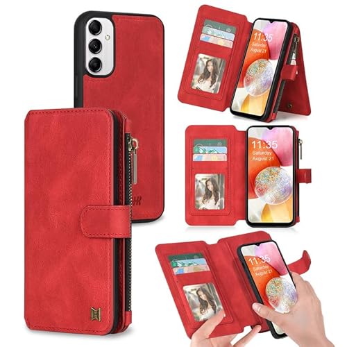 Yidai-Silu Hülle für iPhone 15 Plus 2-in-1 LederhülleAbnehmbarer Geldbörse Magnetisches Wallet Case Kartenfächern Kabelloses Laden Reißverschluss Tasche Stoßfestes Klapphülle Cover - Rot Yidai-Silu Hülle für iPhone 15 Plus 2-in-1 LederhülleAbnehmbarer Geldbörse Magnetisches Wallet Case Kartenfächern Kabelloses Laden Reißverschluss Tasche Stoßfestes Klapphülle Cover - Rot von Yidai-Silu