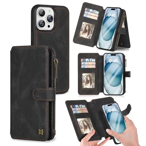 Yidai-Silu Hülle für iPhone 15 Pro Max 2-in-1 LederhülleAbnehmbarer Geldbörse Magnetisches Wallet Case Kartenfächern Kabelloses Laden Reißverschluss Tasche Stoßfestes Klapphülle Cover - Schwarz Yidai-Silu Hülle für iPhone 15 Pro Max 2-in-1 LederhülleAbnehmbarer Geldbörse Magnetisches Wallet Case Kartenfächern Kabelloses Laden Reißverschluss Tasche Stoßfestes Klapphülle Cover - Schwarz von Yidai-Silu